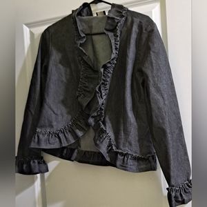 Nicole By Nicole Miller Ruffle Trim Denim Jacket Size 10.